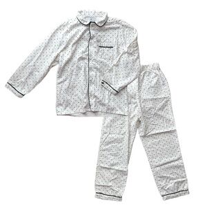Petite Plume Kids 10 FULL SET Polka Dot Pajamas Long Sleeve Shirt & Pant White